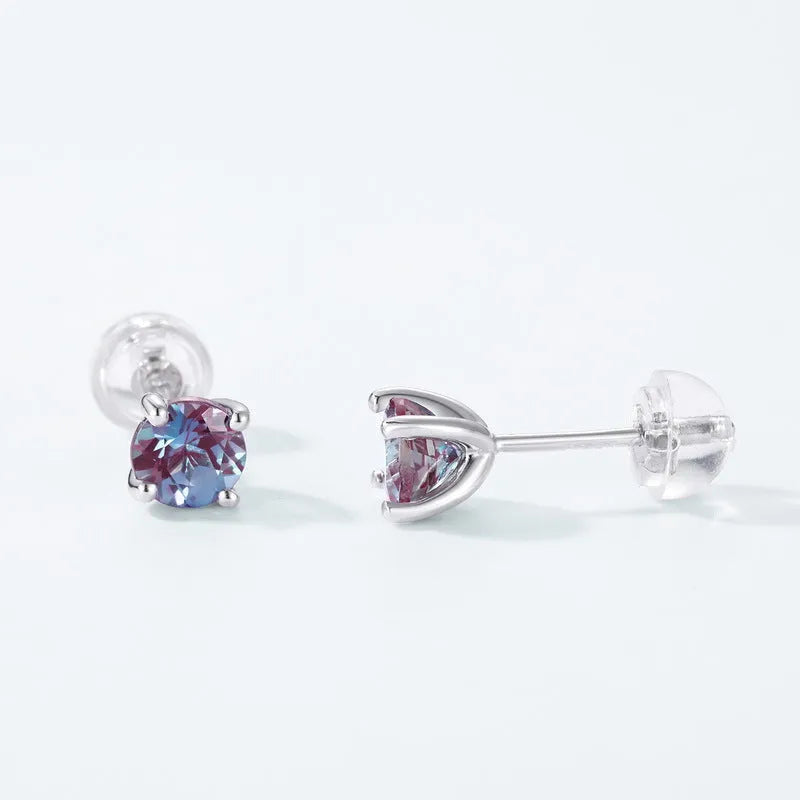 Cultivated Alexander stone ear studs in 925 silver with geometric round design