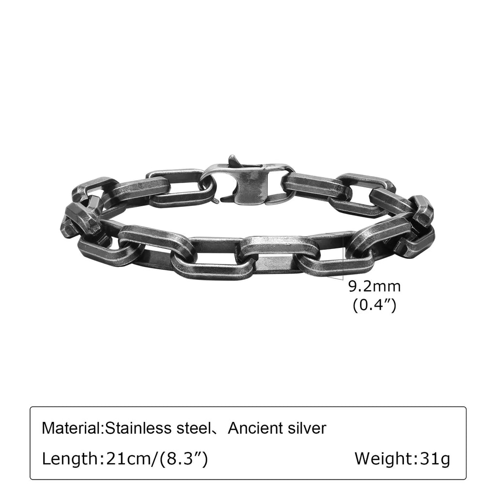 Men's square chain bracelet in titanium steel with electroplated finish
