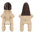 British-style waterproof dog jacket in khaki colour for small to medium breeds