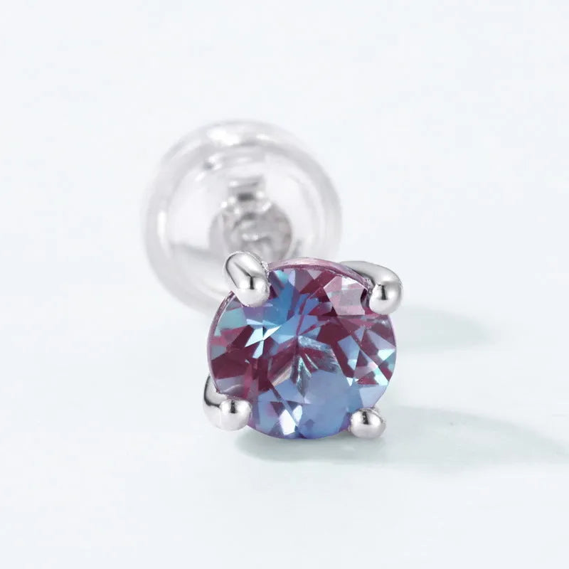 Cultivated Alexander stone ear studs in 925 silver with geometric round design