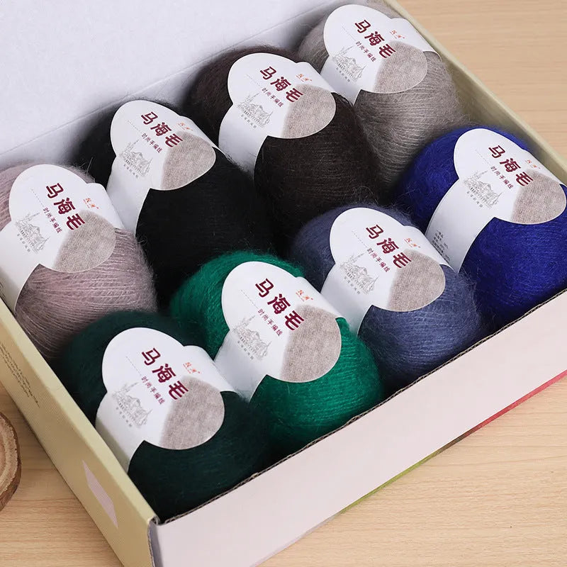 Mohair Inverness thread wool ball for DIY scarf weaving kit in assorted colours