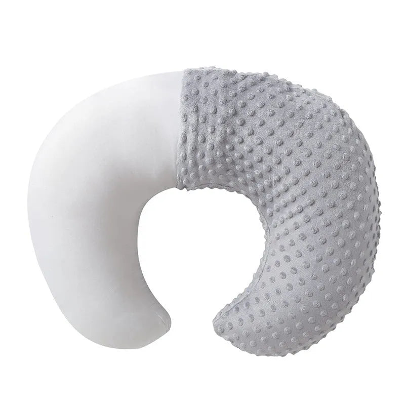 Multifunctional nursing pillow with milk spill prevention in pink, yellow, grey or light blue colours