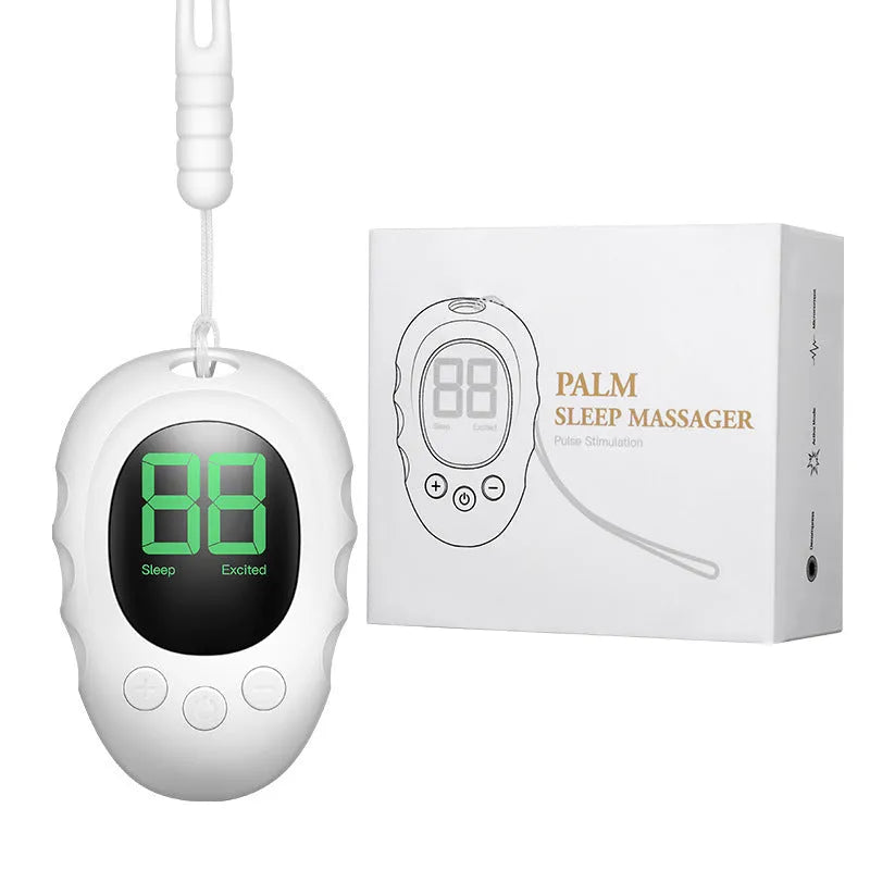A handheld silicone sleep aid grip in black, white and green colour options on a surface.