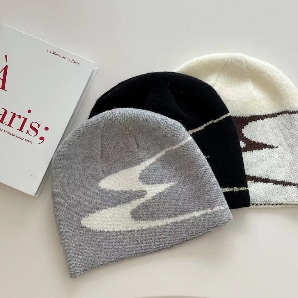 Acrylic wool knit beanie hat in black, grey or white for men and women, medium 56-58cm size