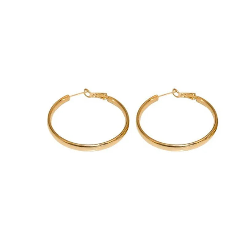 40mm circular copper earrings with electroplated gold or silver finish