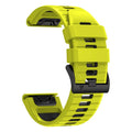 Two-tone quick release silicone strap for Garmin Fenix watches, shown in Army Green Black colour.