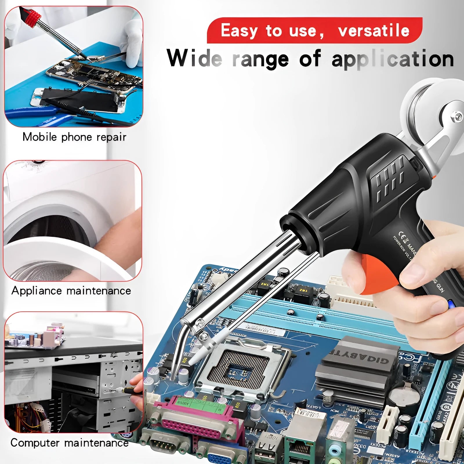 Black G102 alloy soldering gun kit with light, five-piece set with CN EU US standard options