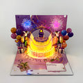 Chinese ink style 3D pop-up greeting card with a cake design, measuring 15cm by 20cm.