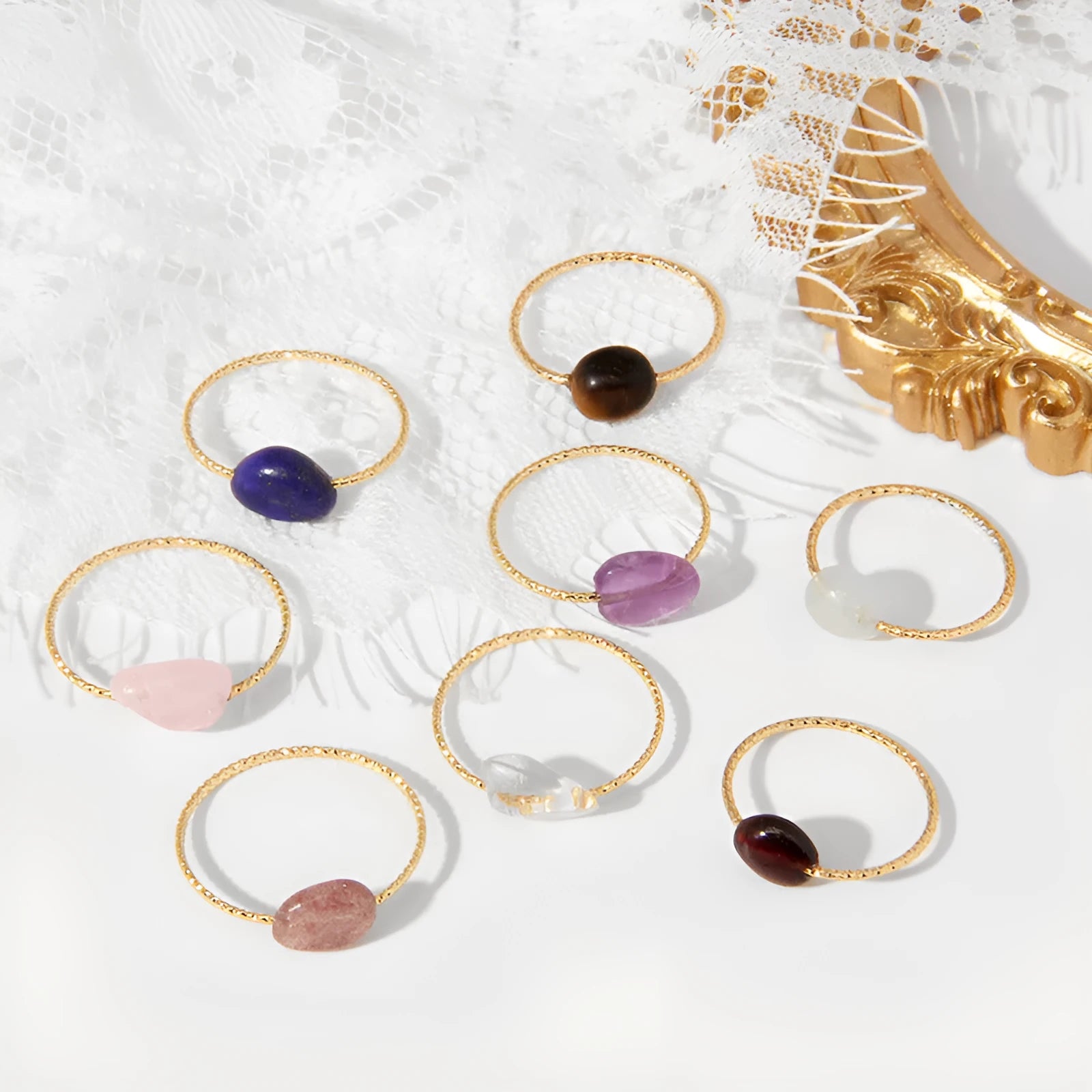 Geometric agate ring with original niche design in coloured stone options BZ0072 to BZ0079