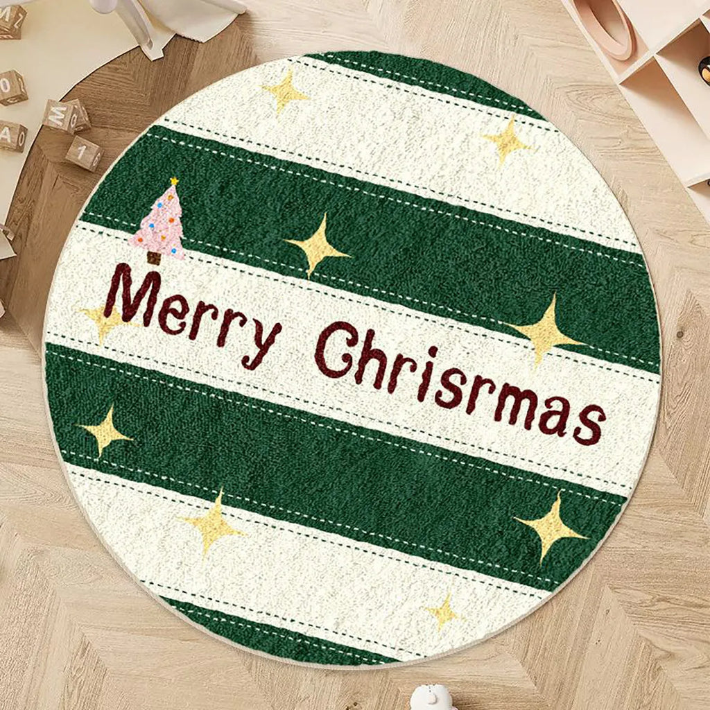 Alien shaped Christmas floor mat in imitation cashmere material with festive colour patterns