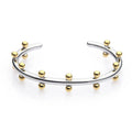 Stainless steel C-shaped bean bead bracelet with personality texture rivet design in gold finish