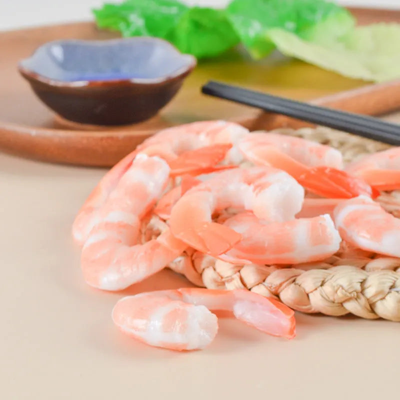 PVC injection moulded shrimp simulation keychain pendant with door buckle attachment