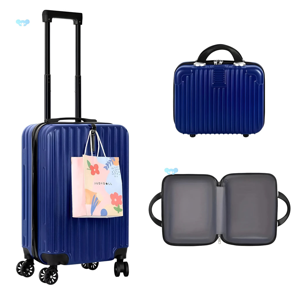 Aluminium alloy luggage and mini box travel set with two trunks and a towel.