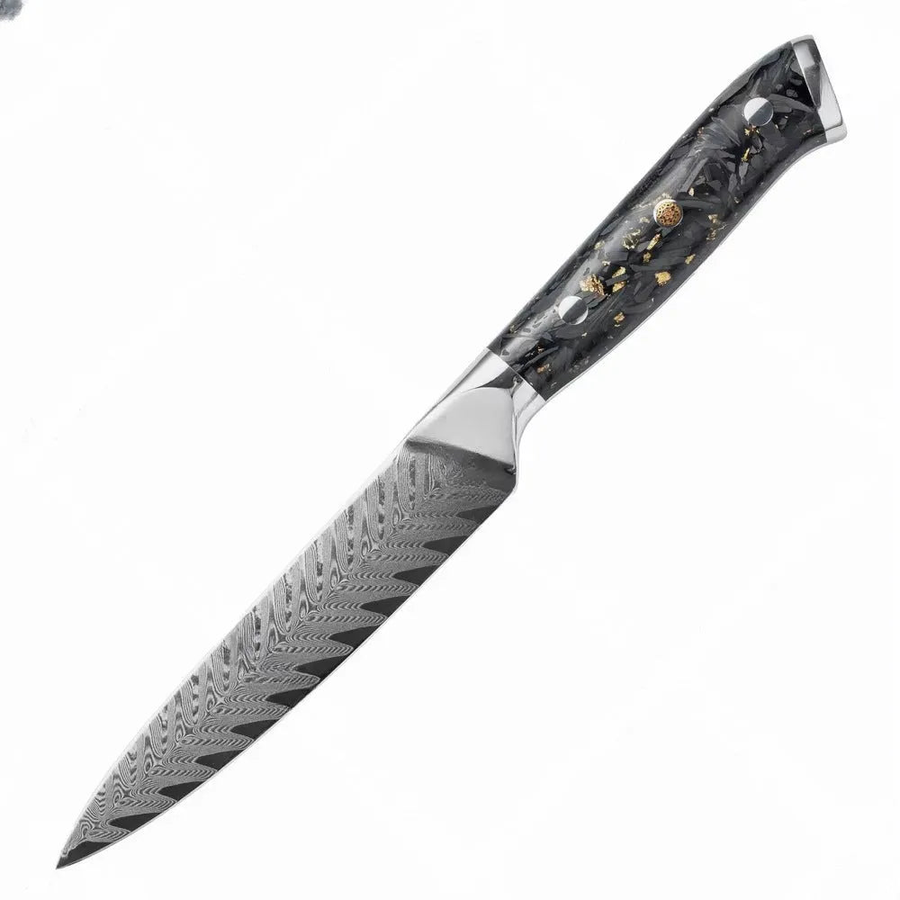 Damascus kitchen knife set 67-layer steel 8-piece collection with fishbone pattern