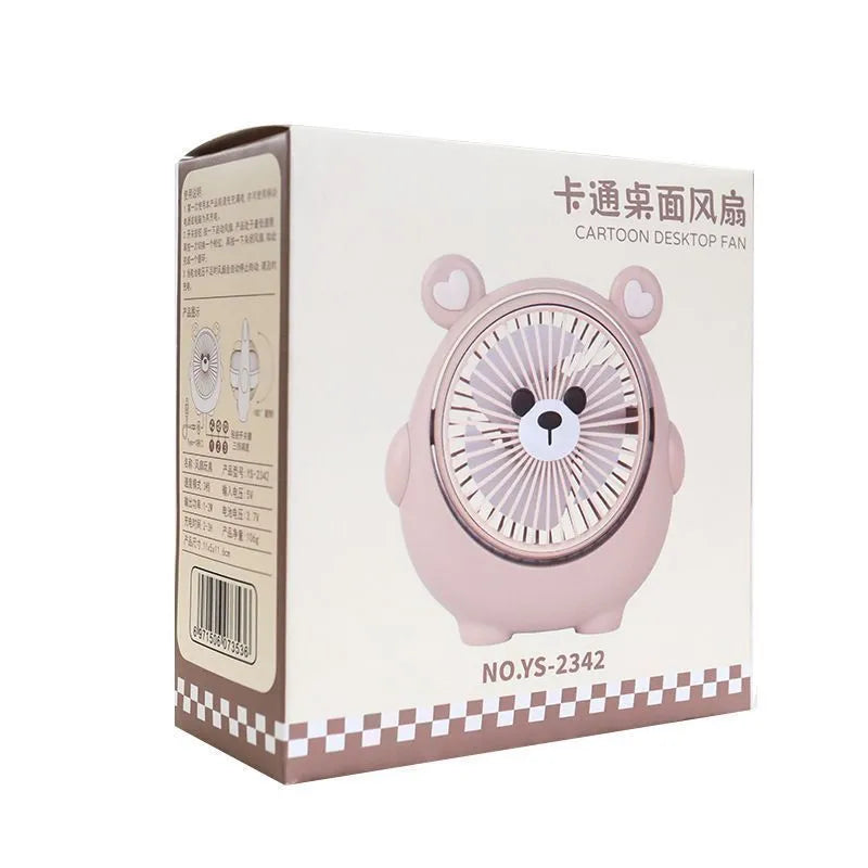 Desktop USB electric fan with dog-themed design in six colour options including bear and puppy variants