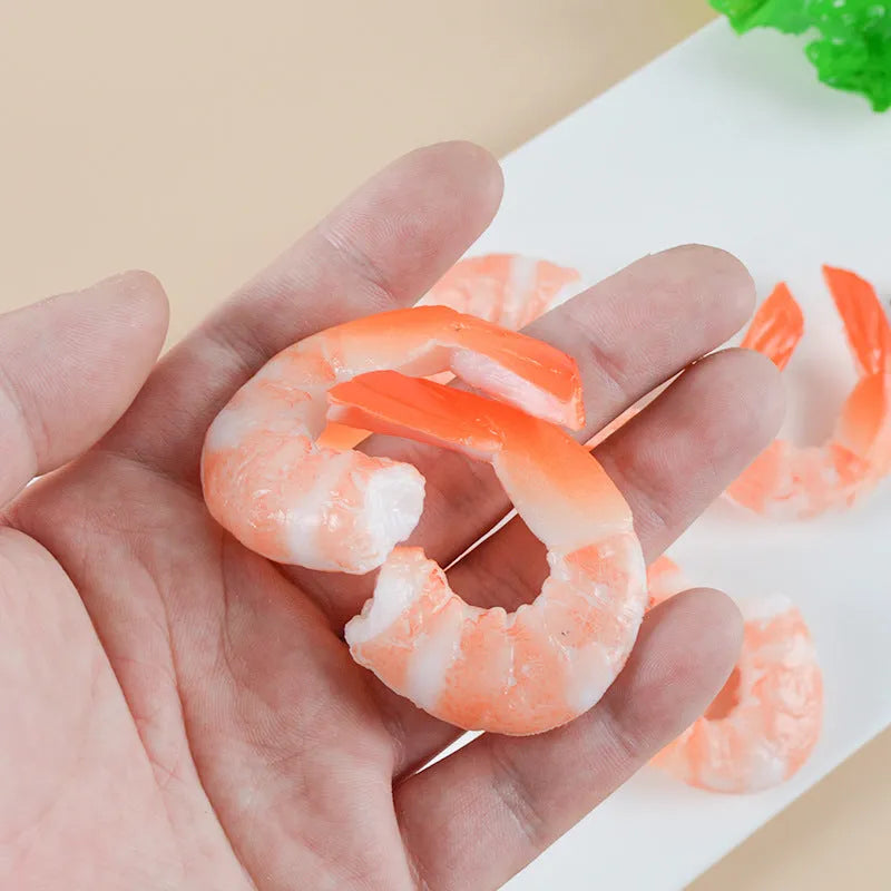 PVC injection moulded shrimp simulation keychain pendant with door buckle attachment