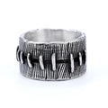 Dark punk stitched titanium steel ring with double U-shaped geometric design in retro colour