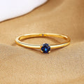 Women's simple single diamond fine circle ring in copper with geometric round shape