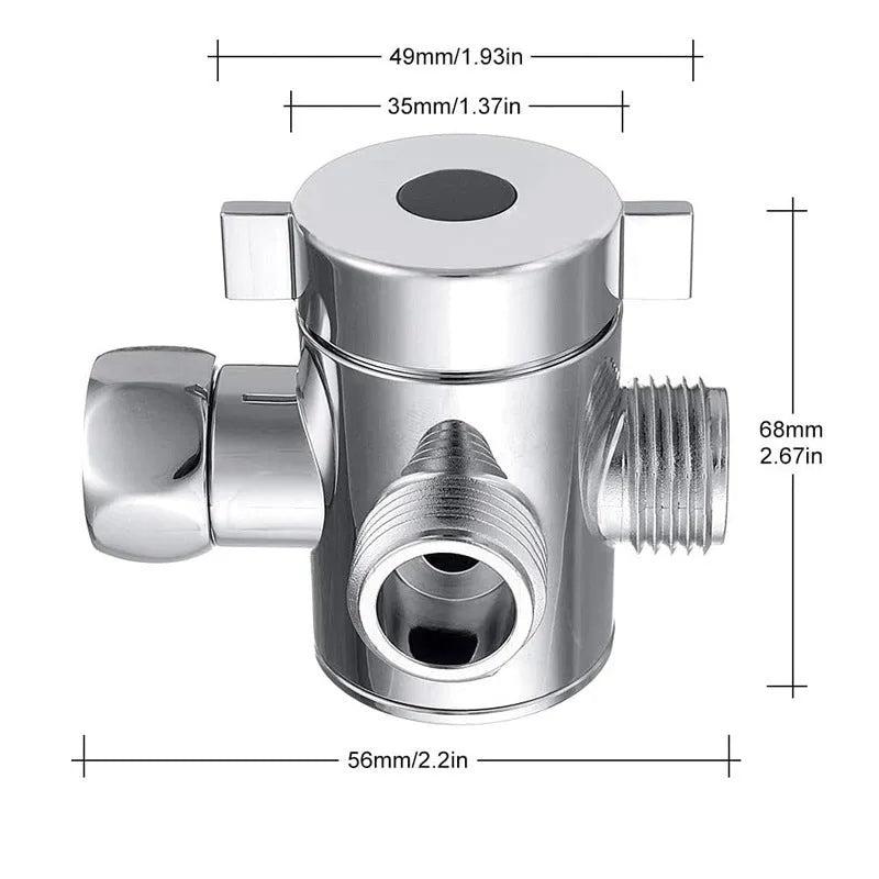 Copper shower water distributor with metal joint connector for bathroom installations