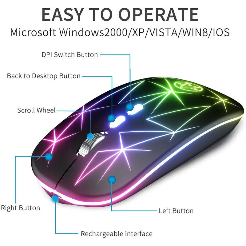 Wireless gaming mouse with RGB lighting and metal scroll wheel in black colour