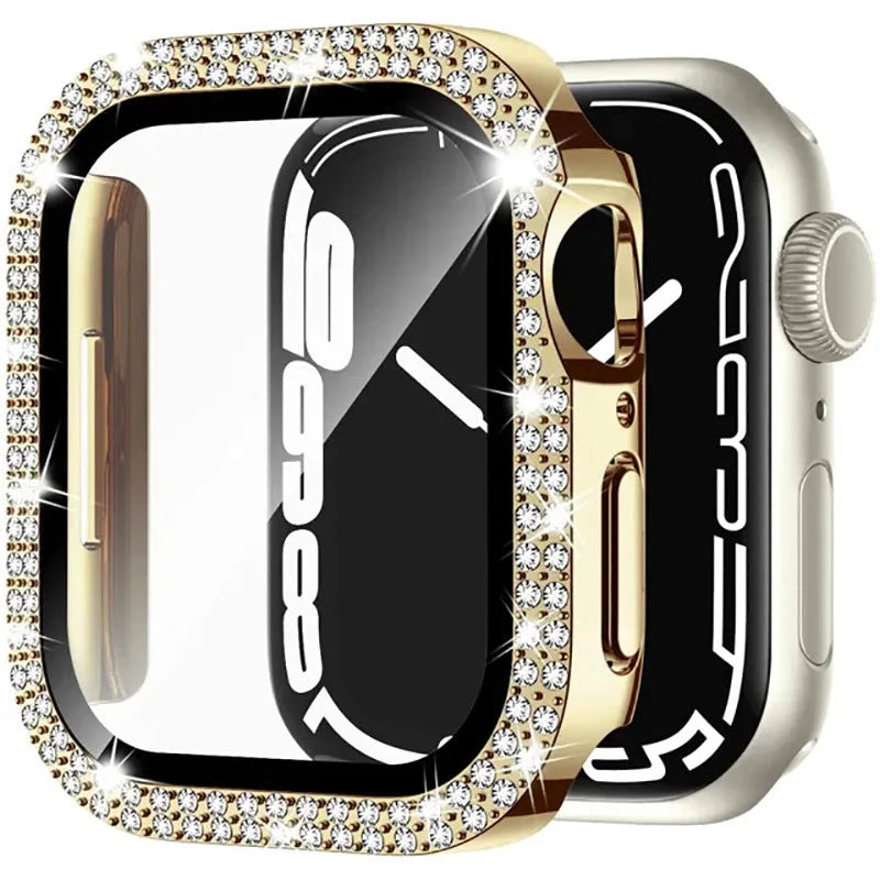 Apple Watch case with double diamond glass peep-proof protection in multiple colour options