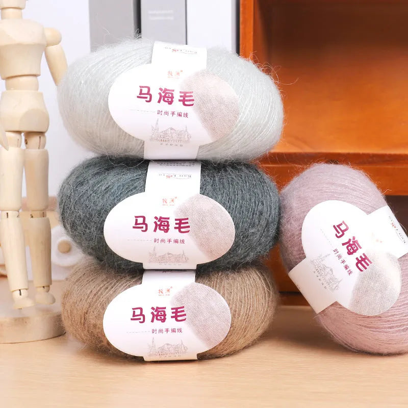 Mohair Inverness thread wool ball for DIY scarf weaving kit in assorted colours