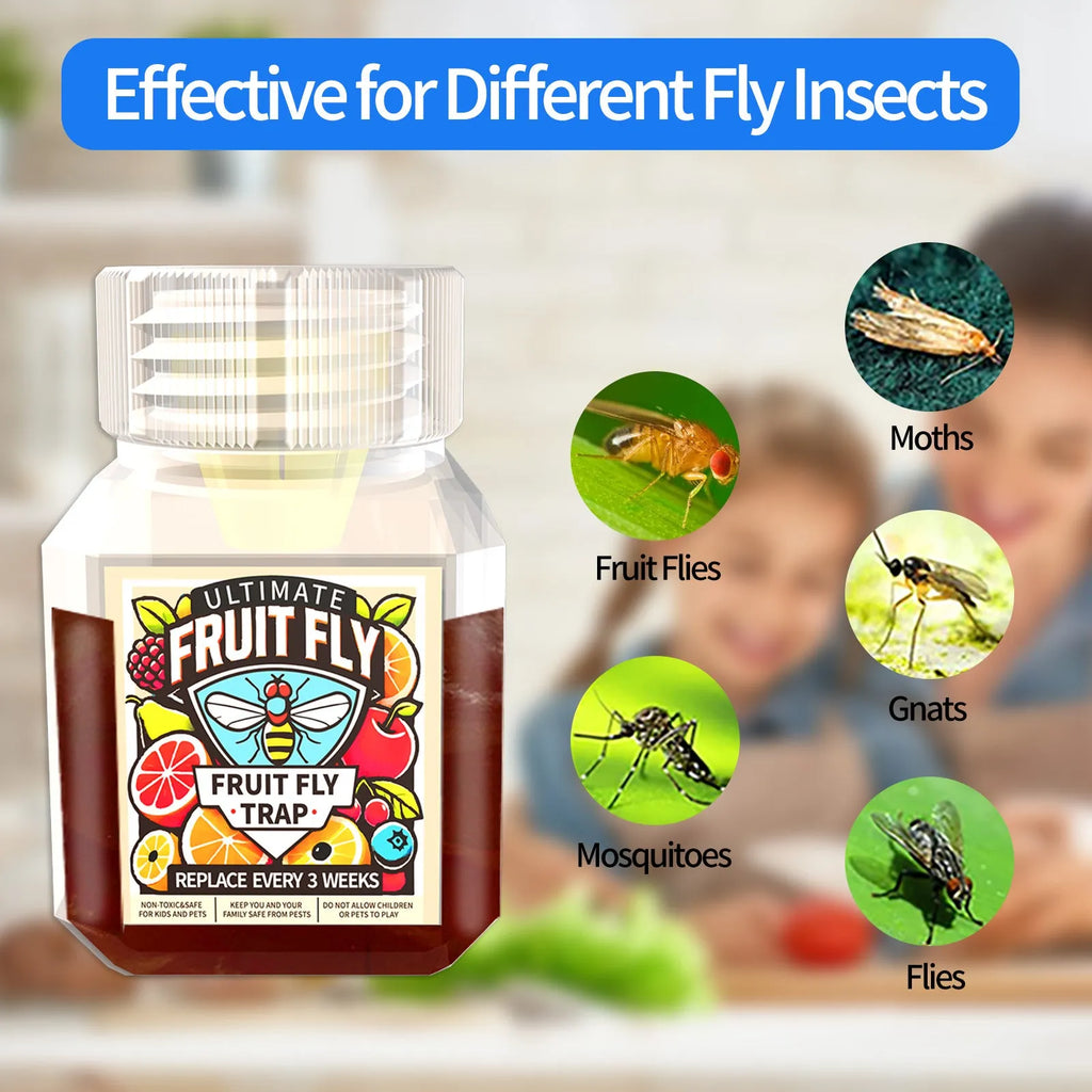 Bottle of fruit fly bait liquid for trap refills with SK003 formula