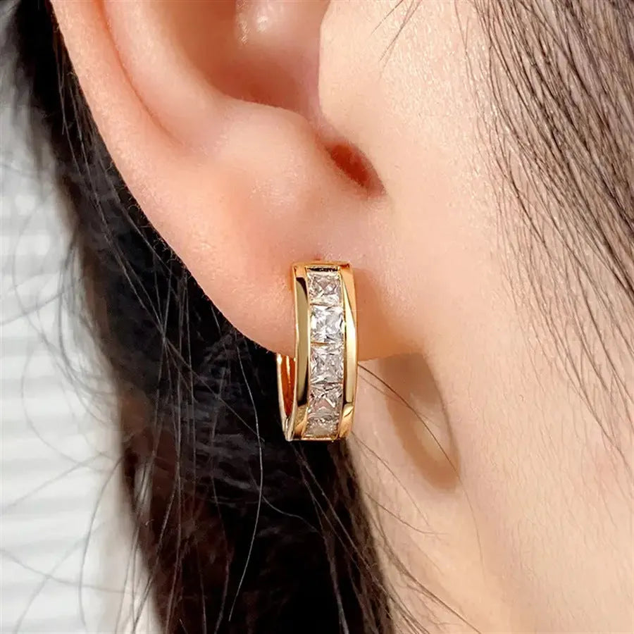 Geometric quadrilateral copper earrings for women with gold or silver finish options