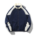 Men's black casual jacket with contrasting colour stitching on the front and sleeves.