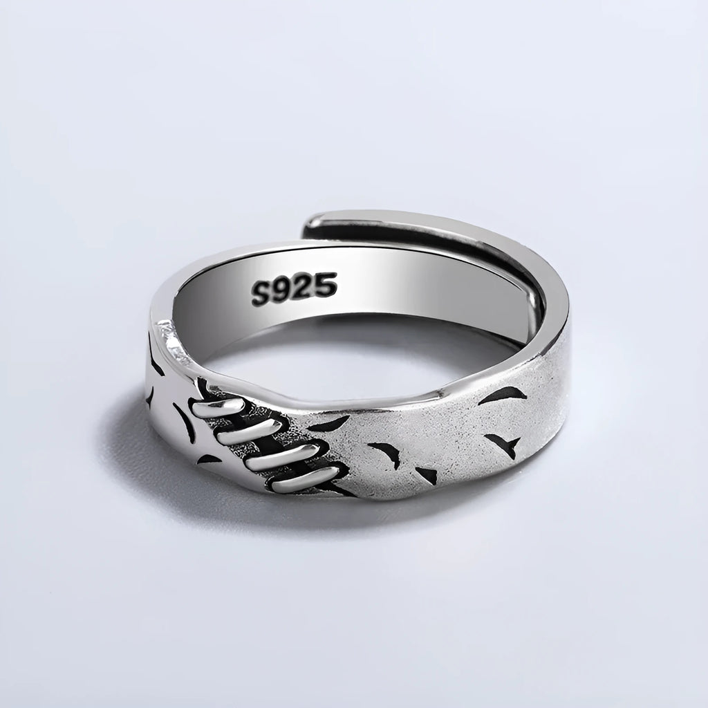 Black geometric copper ring with adjustable opening mechanism for women's fashion jewellery