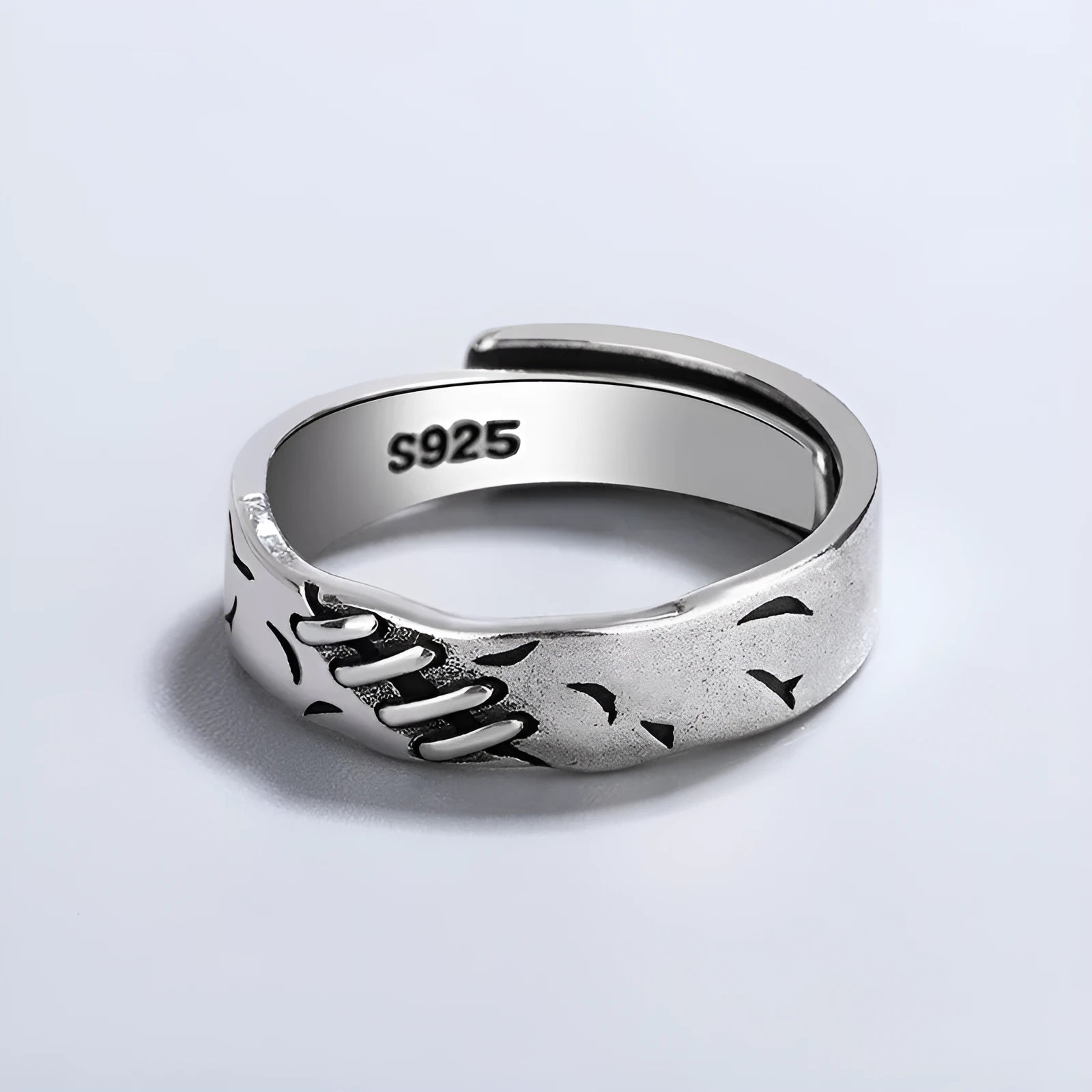 Black geometric copper ring with adjustable opening mechanism for women's fashion jewellery