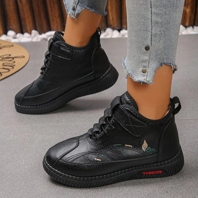 Women's black velvet cotton slippers with non-slip rubber sole and hollow-out design