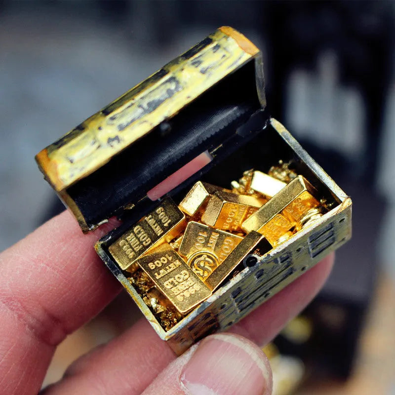 Alloy treasure chest doll house accessories with miniature gold coins and gold bars