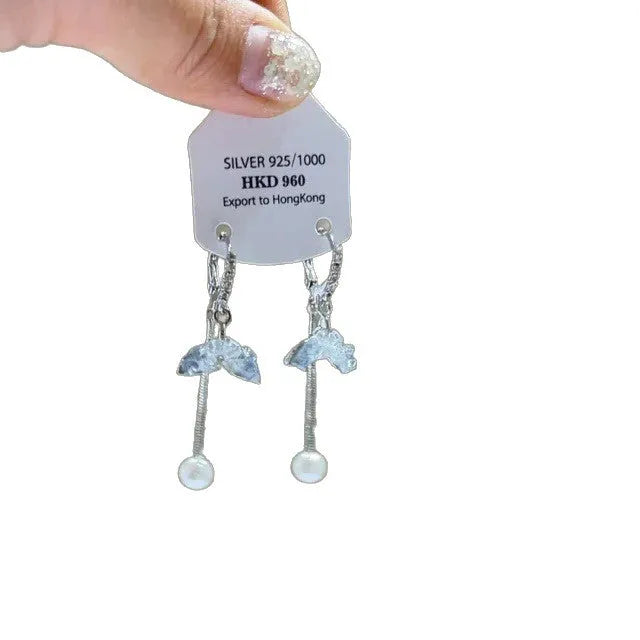 Geometric heart shaped women's ear clips with rhinestone stars and dangling tassel details
