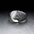 Silver alloy men's ring with geometric wolf shape design in European American retro style