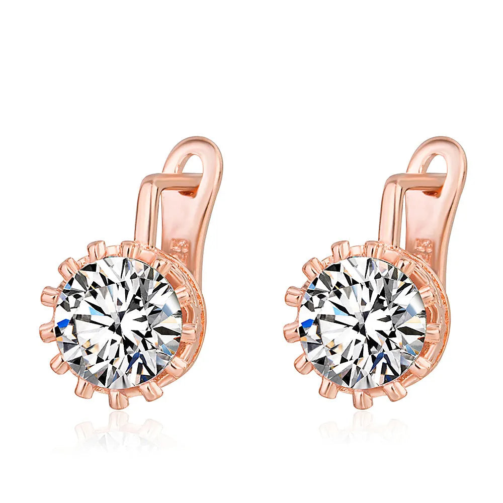 Korean retro crown ear clip earrings in copper with rose gold or white gold colour options