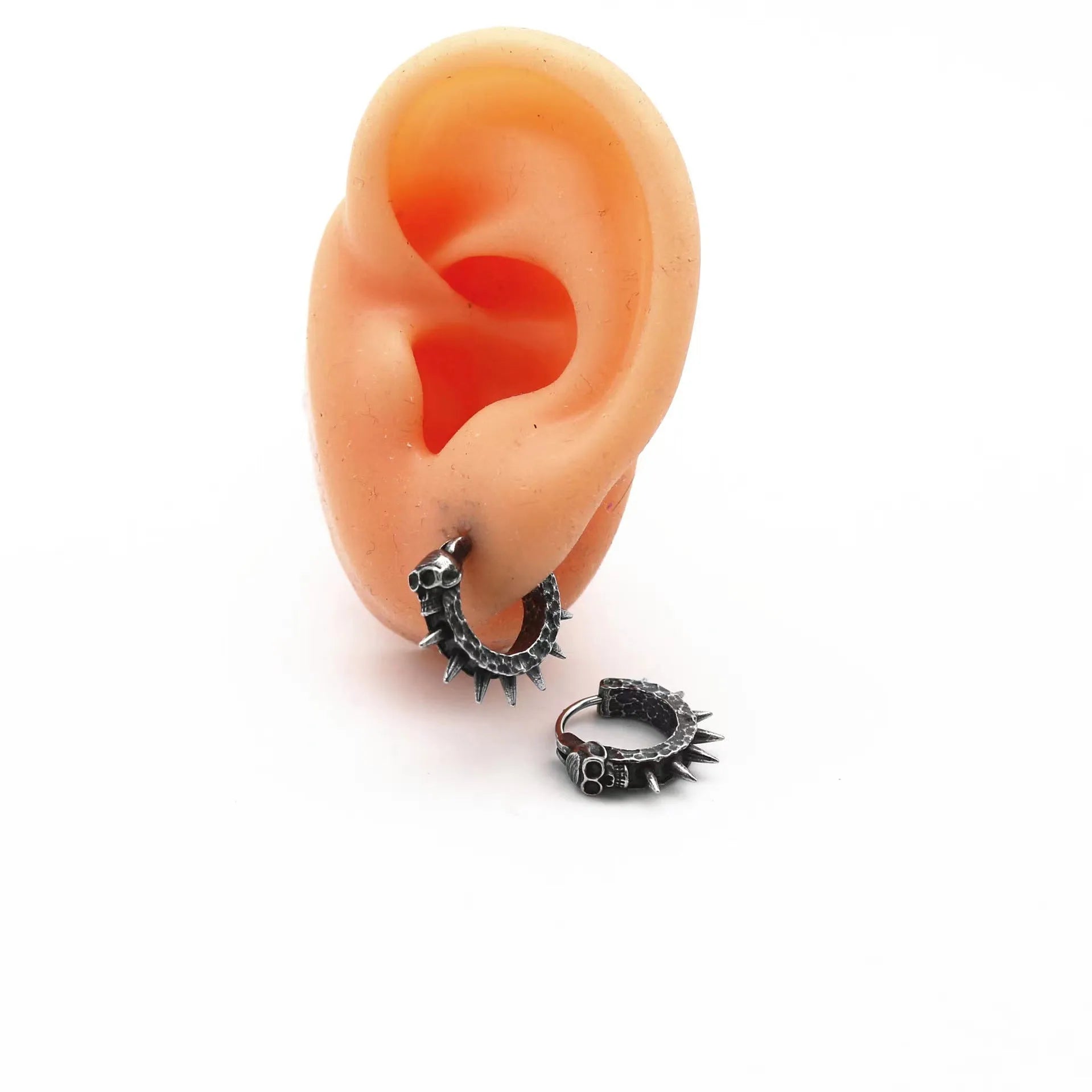 Copper geometric motorcycle punk earrings with alloy construction and retro black finish