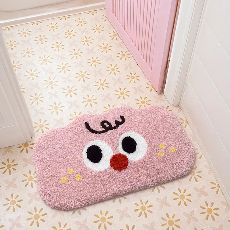 Cartoon anime printed bathroom mat in polyester fibre with imitation cashmere finish