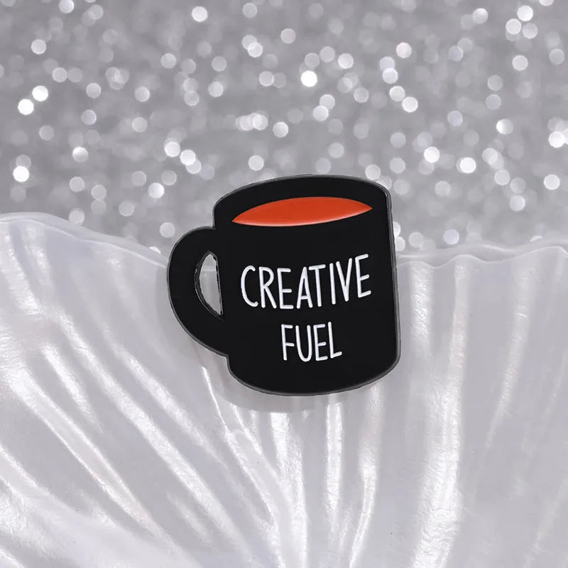 Creative cartoon coffee drink cup alloy brooch with baking varnish finish in colour QHXZ1759