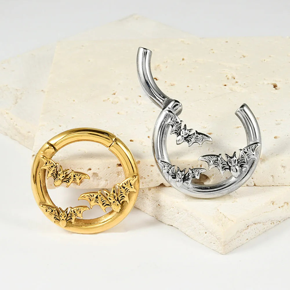 Stainless steel fashion earrings with a totem pattern design in one of 15 electroplated colour options