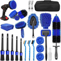 26-piece car cleaning brush set with PP handles for automotive detailing