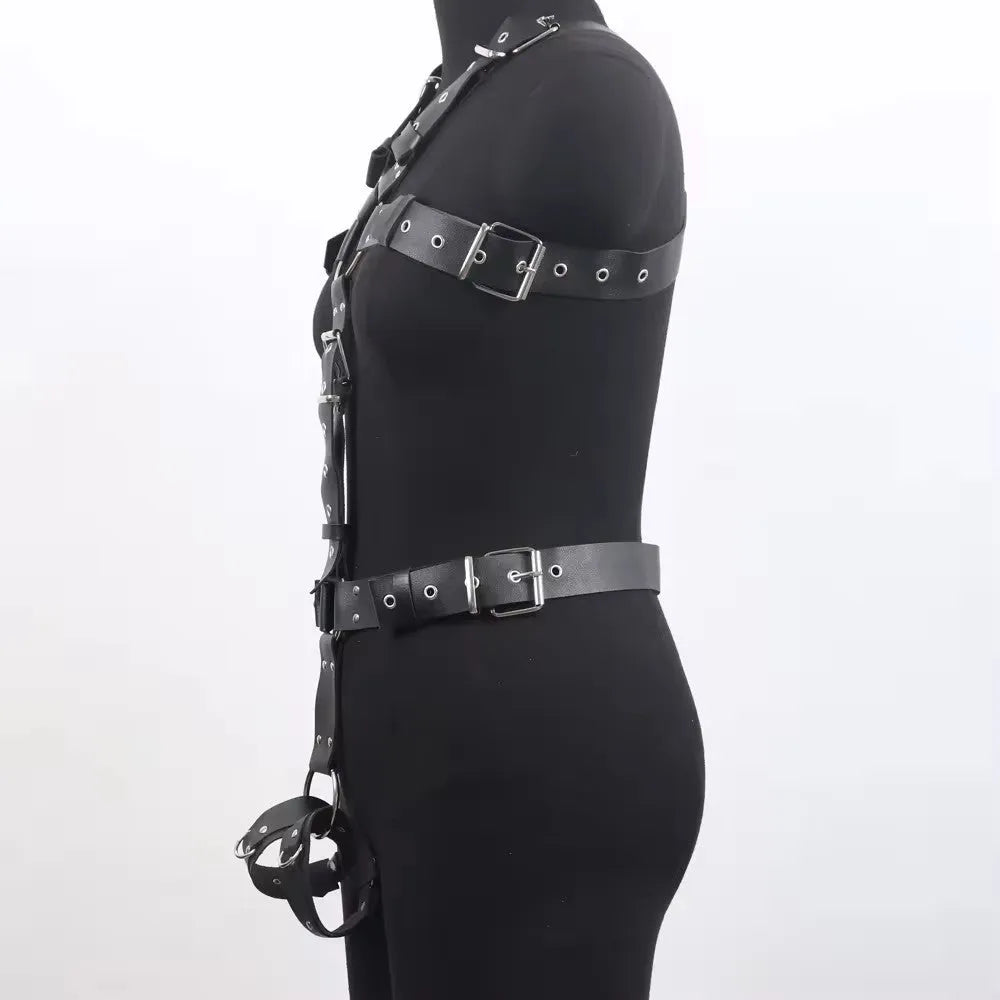 Black thin imitation leather shapewear belt with pin buckle on a neutral background