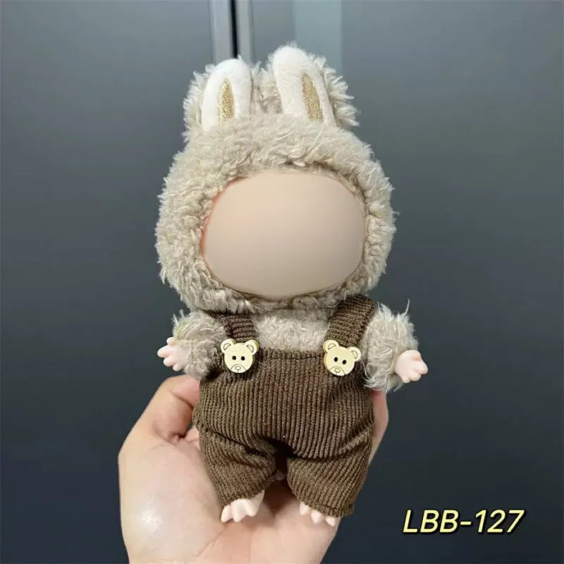 Plastic clothing outfit for a 17cm tall collectible vinyl figurine doll.