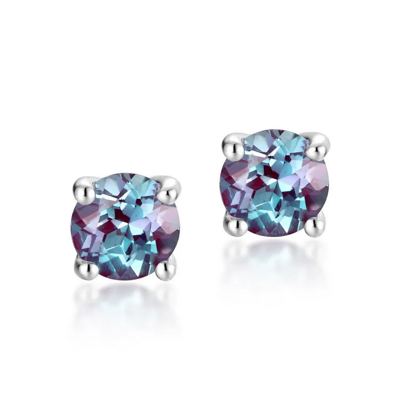 Cultivated Alexander stone ear studs in 925 silver with geometric round design