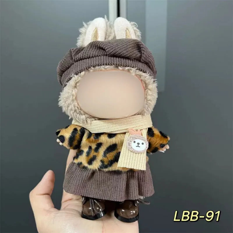 Plastic clothing outfit for a 17cm tall collectible vinyl figurine doll.
