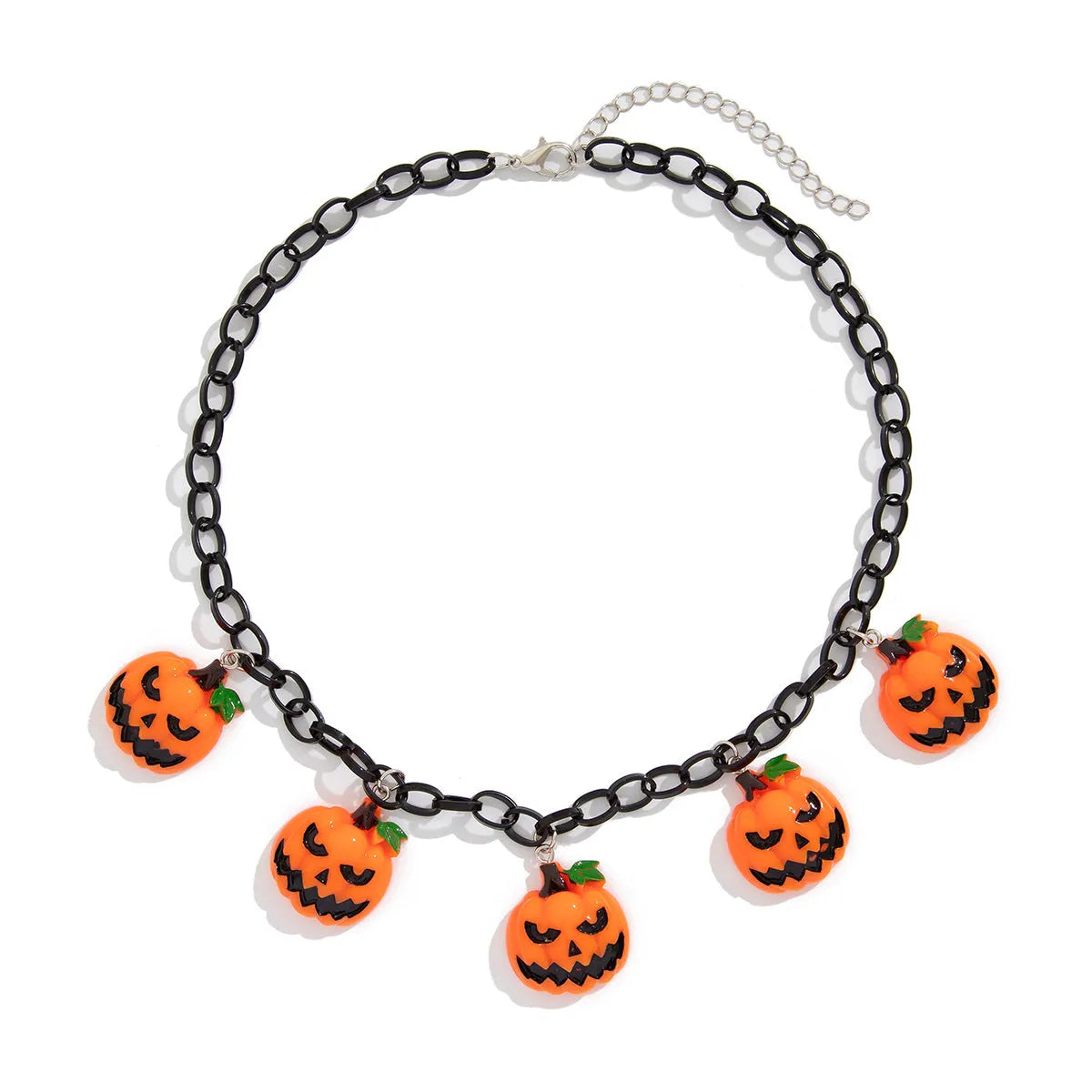 Halloween pumpkin ghost necklace with acrylic cartoon character pendant and mixed colour finish