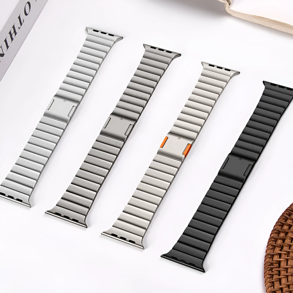 Stainless steel magnetic buckle Apple Watch strap in seven colour options