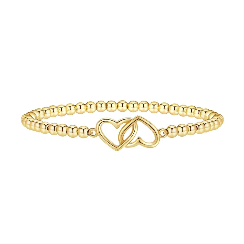 Women's adjustable stainless steel beaded bracelet in geometric round bead design