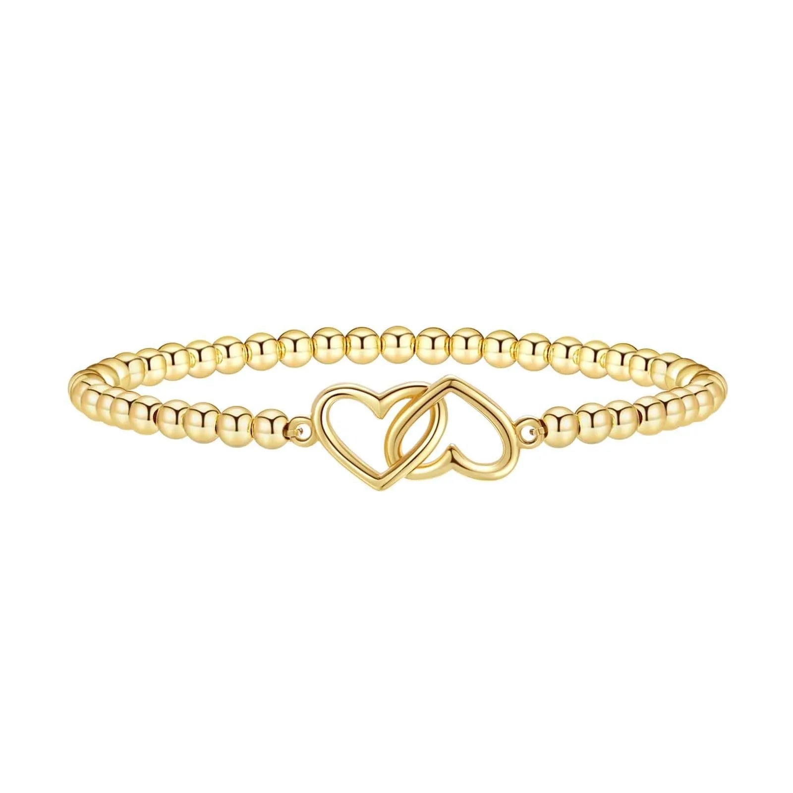 Women's adjustable stainless steel beaded bracelet in geometric round bead design