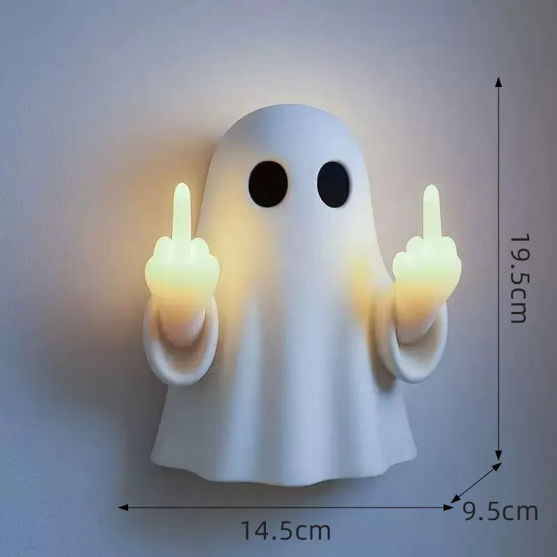 White plastic ghost statue night lamp with soft lighting for Halloween decor